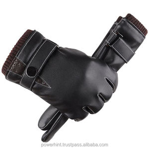 Hot Sale Winter Warm Sheep Leather Gloves with Lining Men's Touch Screen Breathable Black Color Windproof Leather Gloves - Product Image 2
