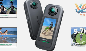 Caméra d'action sportive 360 degrés résistante aux intempéries 720P HD Wi-Fi 48MP HDR-Ready MicroSD Gris - Product Image 3