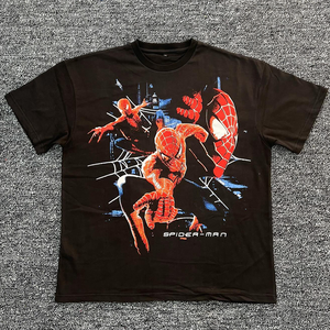 T-shirt à manches courtes pour homme en coton épais coupe régulière col roulé imprimé lettres américaines 100% coton tricoté - Product Image 6