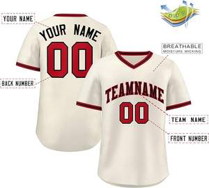 Ropa deportiva Jersey de béisbol de color naranja para hombre Poliéster con cuello en V hecho con nombre y número personalizados - Product Image 6