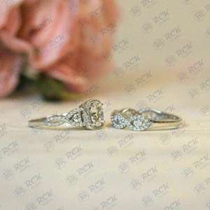 Anillo de moissanita de Plata de Ley 925 1,40 CTW, conjunto nupcial de corte redondo, joyería de diamantes, regalo de aniversario para mujer - Product Image 2