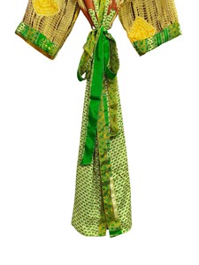 Bata Kimono de Seda Hecha a Mano, Vestido Floral Indio - Product Image 4