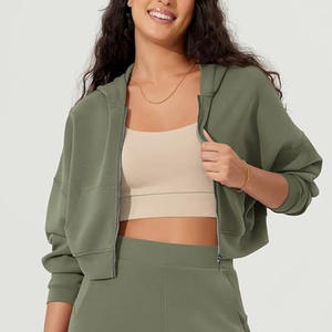 Sudadera con capucha recortada para mujer con opciones de personalización de logotipo Sudadera con capucha Top Moda Streetwear Estilo Cómodo Uso diario - Product Image 3