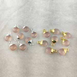 Calcedonia Piedra preciosa Encanto Colgante Tumble Rosa Con Chapado En Oro Suave Cristiano Religioso Tipo Electrochapado Colgante - Product Image 4