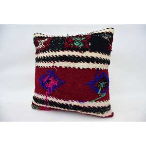 Coussin en laine multicolore de 18x18 pouces avec rembourrage en plumes pour la maison ou le canapé. - Product Image 3