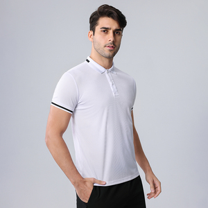 Polo décontracté pour homme à manches courtes, 100% coton, tissu tricoté respirant, couleur unie, logo sur le devant - Product Image 3