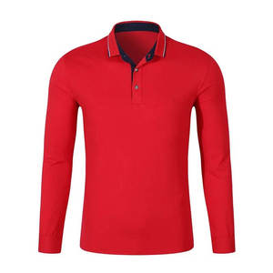 Vente en gros taille personnalisée hommes 100% coton pour polos solide haute rue contraste couleur manches longues techniques brodées - Product Image 5
