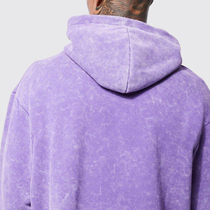 Sudaderas con capucha personalizadas de lana de alta calidad con logotipo personalizado de peso pesado de gran tamaño sudaderas con capucha de felpa francesa desgastadas 100% algodón Sudadera con capucha de lavado ácido - Product Image 6