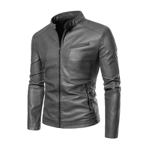 Regular Length Stand Best Selling <b>Men's</b> Vintage Leather <b>Jacket</b> Comfortable Fit Breathable Waterproof Quick Dry Solid Color - Product Image 5