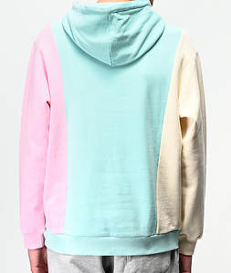 Sweat à Capuche Polaire d'Hiver pour Homme 100% Coton Couleur Pastel Block Pull avec Panneaux Vert Jaune Rose - Product Image 2