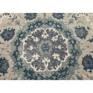 Erbe PKWL-8002 Hand Knotted Wool Rug <b>Grey</b> Black Boho Style Medallion Abstract Rectangle for Home Living Room Hallway Carpet - Product Image 3
