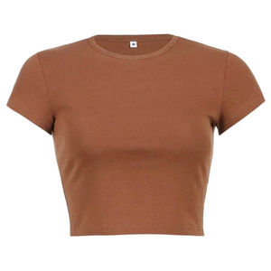 Vente en gros de haute qualité col rond manches courtes décontracté coupe ajustée haut court séchage rapide meilleur design femmes haut court t-shirt Service OEM - Product Image 5