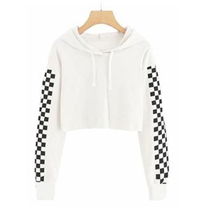 Transpirable Personalizado Mujeres Crop Top Sudadera con capucha Precio barato Manga larga Mujeres Crop Top Sudaderas con capucha - Product Image 1