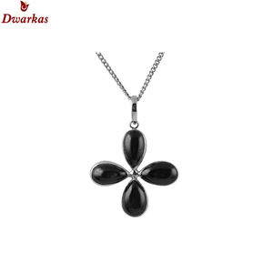 Experiencia fabricación al por mayor s925 925 plata esterlina negro ónix piedras preciosas forma de flor colgantes Venta de fábrica - Product Image 1