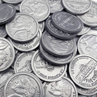 PLOMA 100 Monedas de Plástico No Tóxicas de 5 Centavos de Dólar Estadounidense (2.3cm de Diámetro) Dinero de Juguete para Niños de 2, 4, 5 y 7 Años, Juguete Educativo Duradero con Cierre