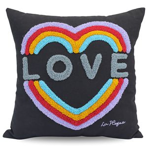 Housse de coussin portable en forme de cœur arc-en-ciel, luxueuse, tuftée à la main, avec un design texturé pour la décoration moderne de la maison - Product Image 1