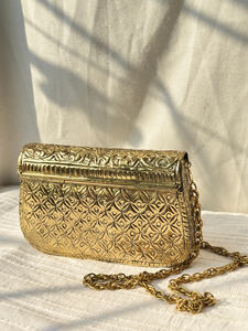 Bolso de Mano de Noche de Metal Dorado Antiguo, Hecho a Mano en India, con Correa de Cadena, de Lujo, para Bodas y Fiestas, Bolso de Mano de Herencia para Mujer - Product Image 5