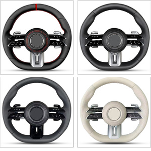 พวงมาลัยหุ้มหนังคาร์บอนไฟเบอร์เมอร์เซเดสสำหรับ G63 Mercedes Benz Cla AMG W204 W205 W211 W212 W222 W213 W218 C63 C300 C43