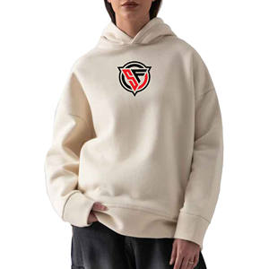 High Quality Eco-Friendly Women's Hoodies Custom Logo <b>Printing</b> Breathable Knitted Drop Shoulder Design for Winter Streetwear - Product Image 3