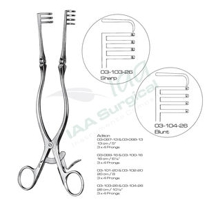 Retractor Cerebelar Autoajustable Adson de Acero Inoxidable 4x4 con Puntas Afiladas y Mango de Anillo con Trinquete para Uso Médico Quirúrgico Hospitalario, Certificado CE - Product Image 3