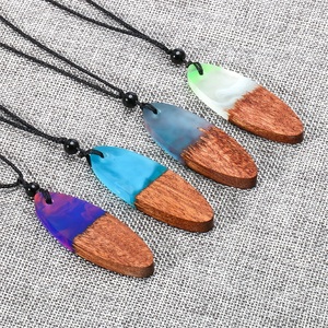 Top Sale New Arrival <b>Resin</b> Wood Pendant Fashion Jewelry, Boho Wood <b>Resin</b> Necklace, Necklace Wood Jewelry - Product Image 3