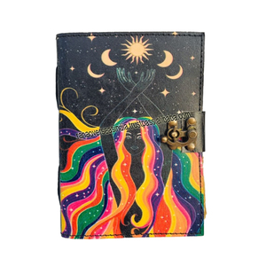 Cuaderno de escritura diario de cuero hecho a mano Premium Sun & Moon impreso Sketchbook gran regalo para hombres - Product Image 2