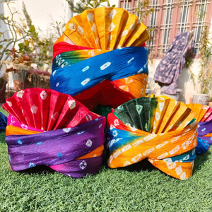 Tradicional indio boda Safa/Pagdi prefabricado Bandhani turbantes para Dulha & Baraati Unisex turbante diademas regalo Bandani Safa - Product Image 1