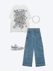 Pantalones de mezclilla Retro Unisex para mujer, pantalones holgados con múltiples bolsillos, estilo superior de brazo largo, ropa de calle informal ligera, diseño de manga larga - Product Image 5