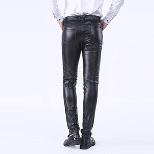 Vêtements décontractés de haute qualité, pantalons en cuir pour hommes, couleur unie, pantalons en cuir pour hommes Streetwear les plus vendus - Product Image 3