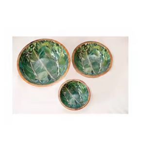 Best Selling Durable Round <b>Wooden</b> <b>Bowl</b> Set Of Three High Demanding Handmade Salad <b>Bowl</b> <b>Fruit</b> Storage Enamel Dinnerware <b>Bowls</b> - Product Image 1