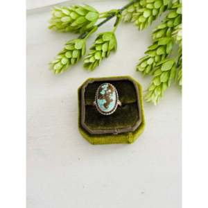 Eli Skeets #8 Turquoise Rose Gold Plated Sterling Silver <b>Adjustable</b> <b>Ring</b> Bezel Inlay Natural Gemstones 18K Plating Perfect Gift - Product Image 1