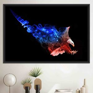 Modern Patriotic Printed <b>Canvas</b> Artwork - Elegant Wall Decor,BLACK <b>FRAMED</b> <b>CANVAS</b> - Product Image 1