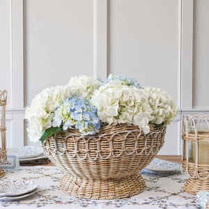 Bol à fleurs en rotin tissé à la main, centre de table en osier, bol décoratif en rotin naturel pour la décoration de table de mariage, l'aménagement de la maison - Product Image 4