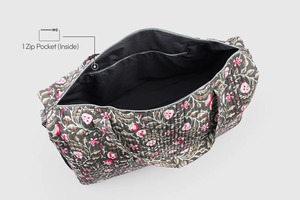 Bolsa de lona de algodón con estampado floral acolchada Beige deportiva de lujo hecha a mano con cinturón largo desmontable hombro de Yoga de fin de semana duradero - Product Image 2