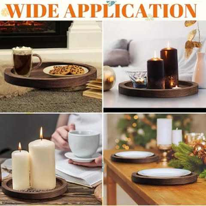 Modern Luxury Acacia Wood Round <b>Serving</b> Trays <b>Set</b> for Kitchen Home Restaurant & Wedding Decor - Product Image 3