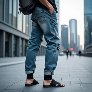 OEM Jeans surdimensionnés vintage Pantalons pour hommes Pantalons d'extérieur décontractés à taille boutonnée Pantalons jeans délavés vintage - Product Image 6