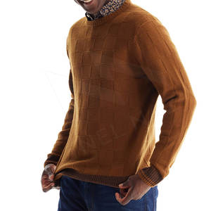 ODM hommes coton pull sweats tricoté à la main épais respirant plaine Logo imprimé col rond ouvert Style hiver - Product Image 2