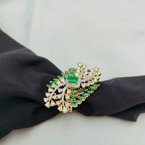 Classic High Quality <b>Brass</b> Gold Plated Moissanite Stone Look Adjustable Stylish <b>Ring</b> for Wedding Wear Women - Product Image 1