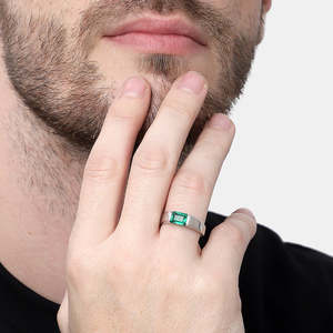 CLARA Real 925 Sterling <b>Silver</b> Emerald Cut & Radiant Cut Cluster <b>Ring</b> in Rhodium Plated Platinum & 10K Gold - Product Image 4