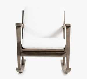 Ramlan Solid Teak Wood Rocking Chair Simple Rustic Design with Thick Gray Cushions for Bedroom or Apartment - Product Image 3