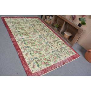 Alfombra turca Vintage clásica rojo Beige 5,1X8,3 pies área grande lana látex respaldo abstracto adolescente rectángulo pasillo diseño Patchwork - Product Image 4