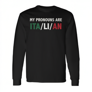 Mis pronombres son los de la bandera italiana, camiseta de manga larga, raíces del orgullo italiano - Product Image 2