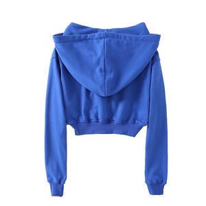 Sudadera con capucha recortada de Invierno para mujer Sudadera básica de algodón 100% con estampado bordado Top Streetwear Crop Top Hoodie - Product Image 3