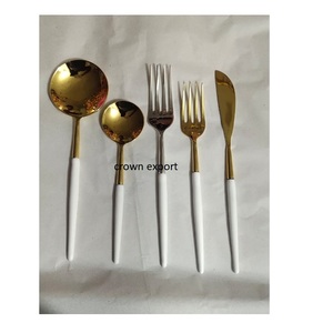 Juego de cubiertos de mesa y tenedor, vajilla de boda, cubiertos chapados en oro, novedad - Product Image 2