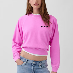 Sweat-shirt court chaud pour femme avec design d'épaule tombante, logo personnalisable, service OEM, prix d'usine abordable et col rond - Product Image 1