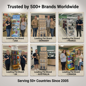 Expositor de Madera Personalizado para Artículos para Mascotas, Expositor Giratorio para Correas y Collares de Perro con Ruedas con Freno para Tiendas Minoristas de Mascotas - Product Image 5