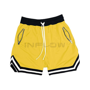Shorts décontractés roses pour hommes, style urbain, avec poches zippées, taille à cordon de serrage, séchage rapide, imperméables, respirants, en polyester, pour le sport - Product Image 5