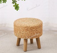 Pouf et tabouret en bois de jute rond décoratif naturel pouf et poufs pied meubles de salon console en incrustation d'os