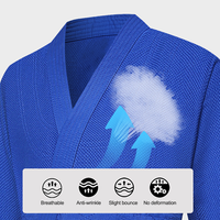 SINEWY SPORTS Kimono de BJJ Unisex para Adultos, 100% Algodón, 160g, Transpirable, Blanco y Azul, Ajuste Personalizado, Logotipo Frontal, Teñido Liso, En Stock