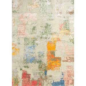 Alfombra Kavi Verde de Lana y Seda de Bambú Anudada a Mano Esk-314 9x12, Patrón Abstracto Rectangular para el Hogar, Pasillo, 10 mm de Grosor - Product Image 1